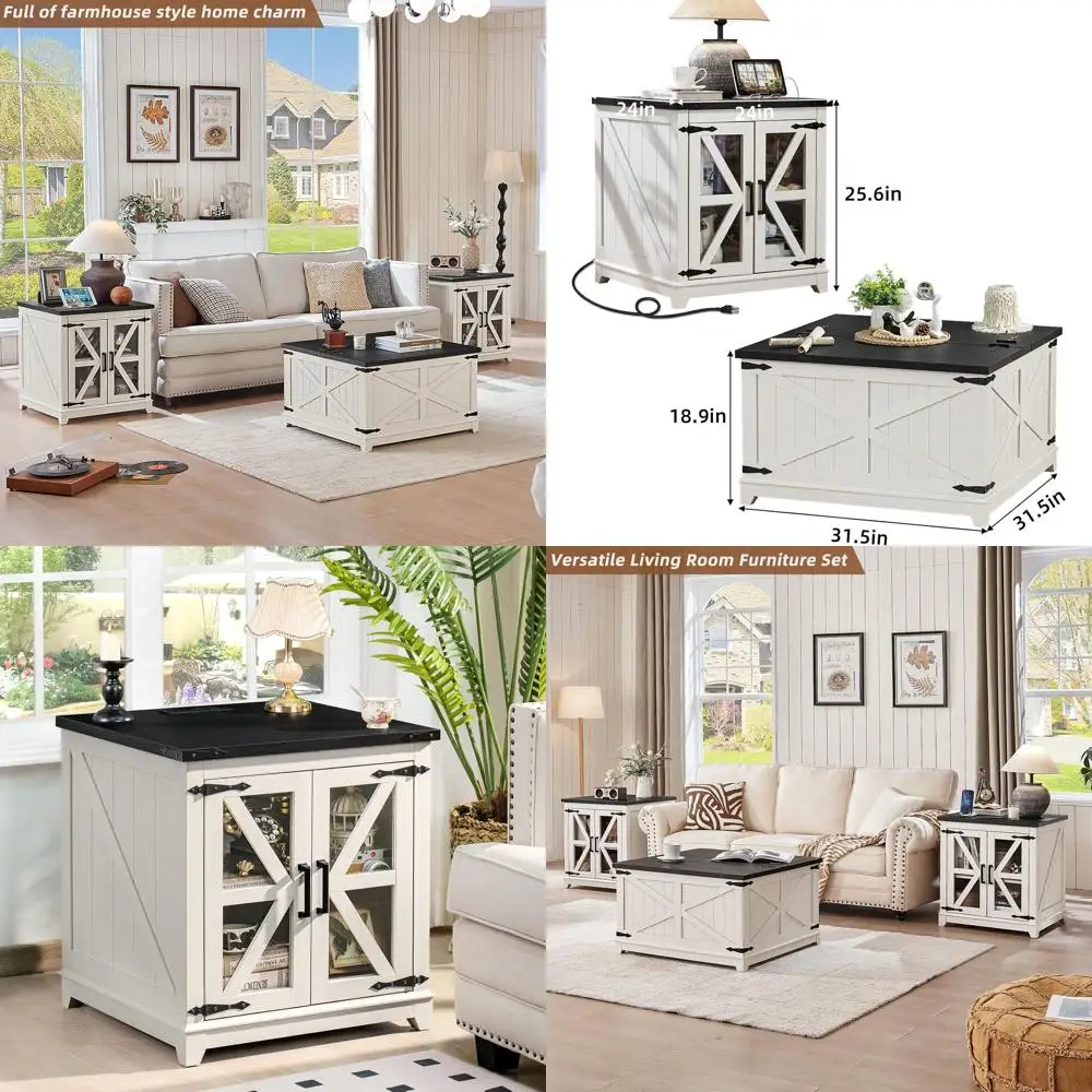 3-Piece White Coffee Table Set with Charging Station & Storage, Modern Living Room Furniture for Home or Office
3-Piece White Coffee Table Set with Charging Station & Storage, Modern Living Room Furniture for Home or Office