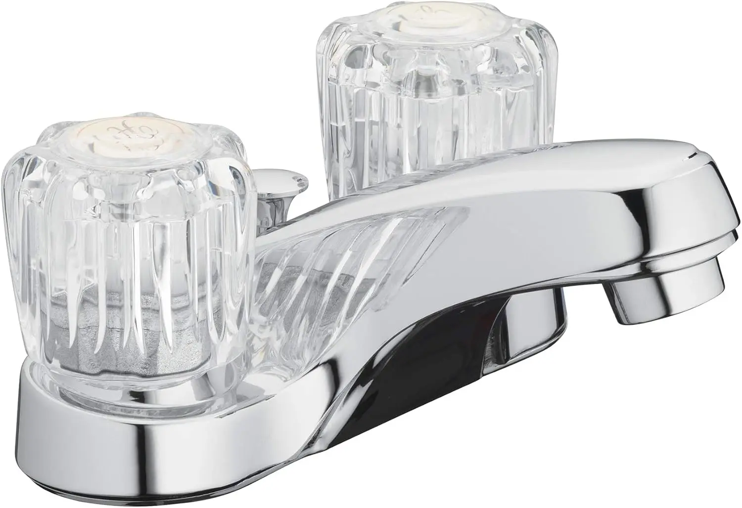 Two Handle Bathroom Sink Faucet, Polished Chrome, Acrylic Round Knobs, 1.2 GPM
Two Handle Bathroom Sink Faucet, Polished Chrome, Acrylic Round Knobs, 1.2 GPM