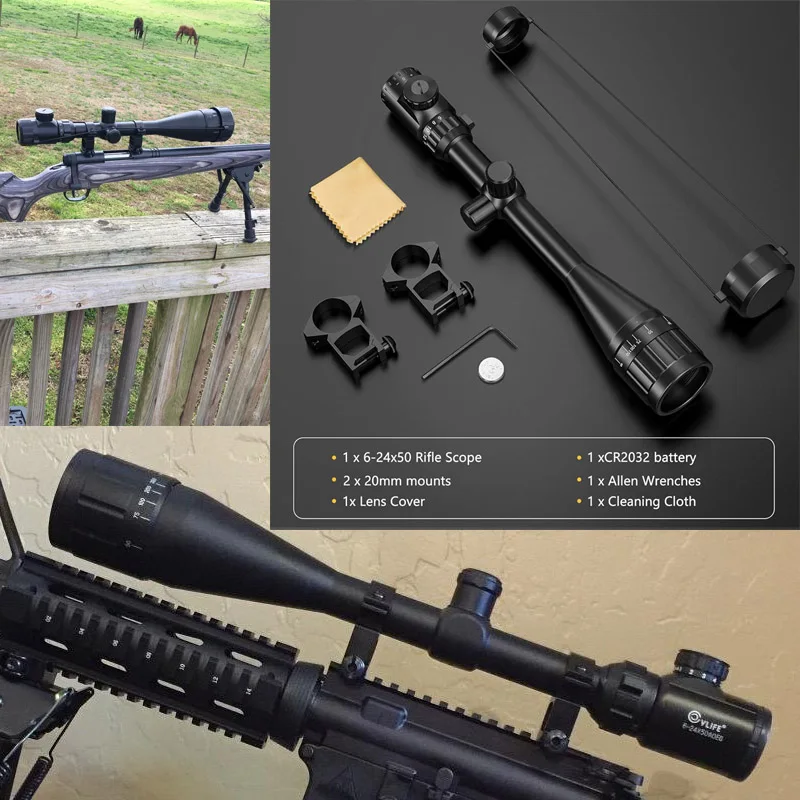 CVLIFE 6-24x50 AO Rifle Scope Optical Sigh Red and Green Illuminated Long Range Scope for Hunting with Scope Rings Lens Cover
CVLIFE 6-24x50 AO Rifle Scope Optical Sigh Red and Green Illuminated Long Range Scope for Hunting with Scope Rings Lens Cover