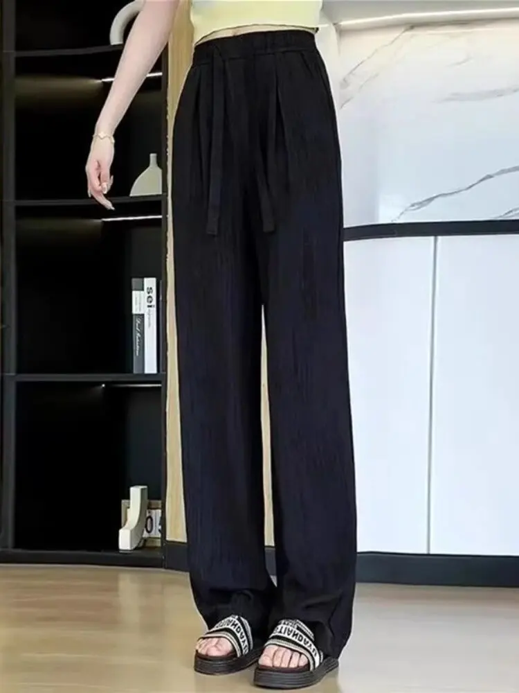 Quick Dry Ice Silk Wide Leg Pants Women's Summer Thin Loose High Waist Drape Cool Straight Leg Trousers Comfortable Casual
Quick Dry Ice Silk Wide Leg Pants Women's Summer Thin Loose High Waist Drape Cool Straight Leg Trousers Comfortable Casual