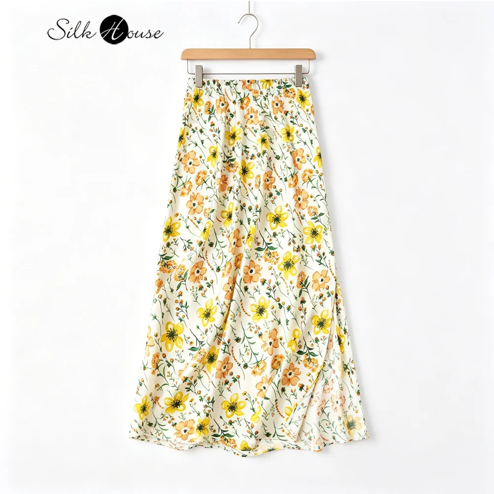 Women's Casual Summer New Orange Print Oblique Cut 93% Natural Mulberry Silk Elastic Satin Glossy Side Slit Hip Hugging Skirt
Women's Casual Summer New Orange Print Oblique Cut 93% Natural Mulberry Silk Elastic Satin Glossy Side Slit Hip Hugging Skirt