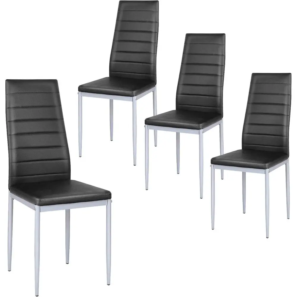 4 High-Back PU Leather Side Chairs with Padded Seats and Foot Protection for Dining Rooms, Black
4 High-Back PU Leather Side Chairs with Padded Seats and Foot Protection for Dining Rooms, Black