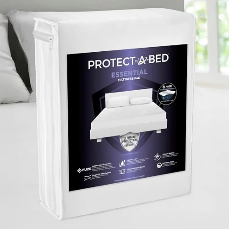 Essential Mattress Pad 100% Waterproof Dust Mite Barrier Mattress Pad Breathable and Quiet Antimicrobial Fits 11"-18" Mattresse
Essential Mattress Pad 100% Waterproof Dust Mite Barrier Mattress Pad Breathable and Quiet Antimicrobial Fits 11"-18" Mattresse