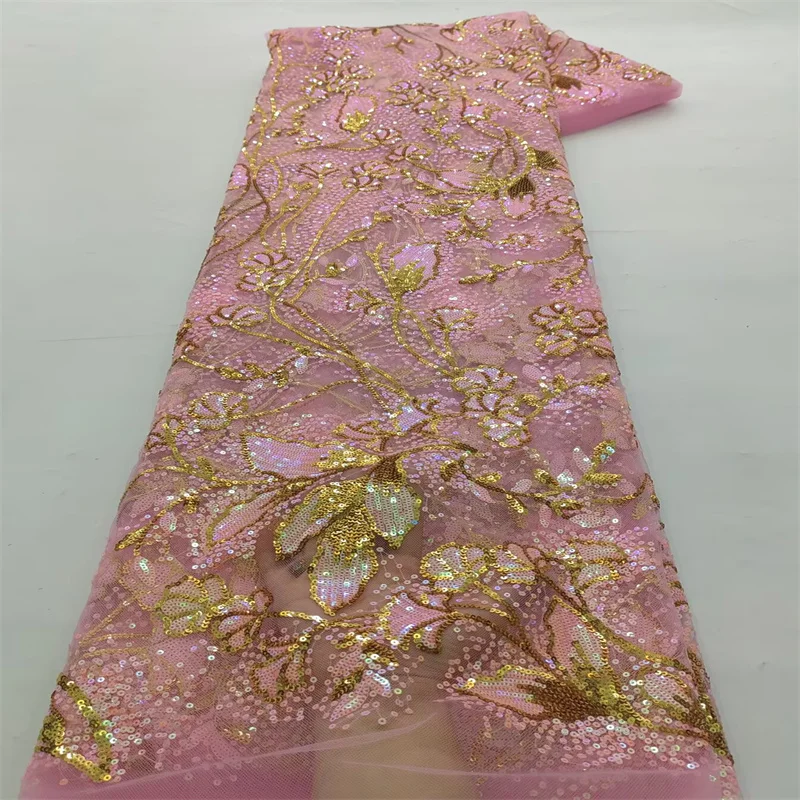 Pink Luxurious Nigerian Sequins Lace Fabric 2025 High Quality African Sequins Embroidery Lace Fabric For Women Evening Dress
Pink Luxurious Nigerian Sequins Lace Fabric 2025 High Quality African Sequins Embroidery Lace Fabric For Women Evening Dress