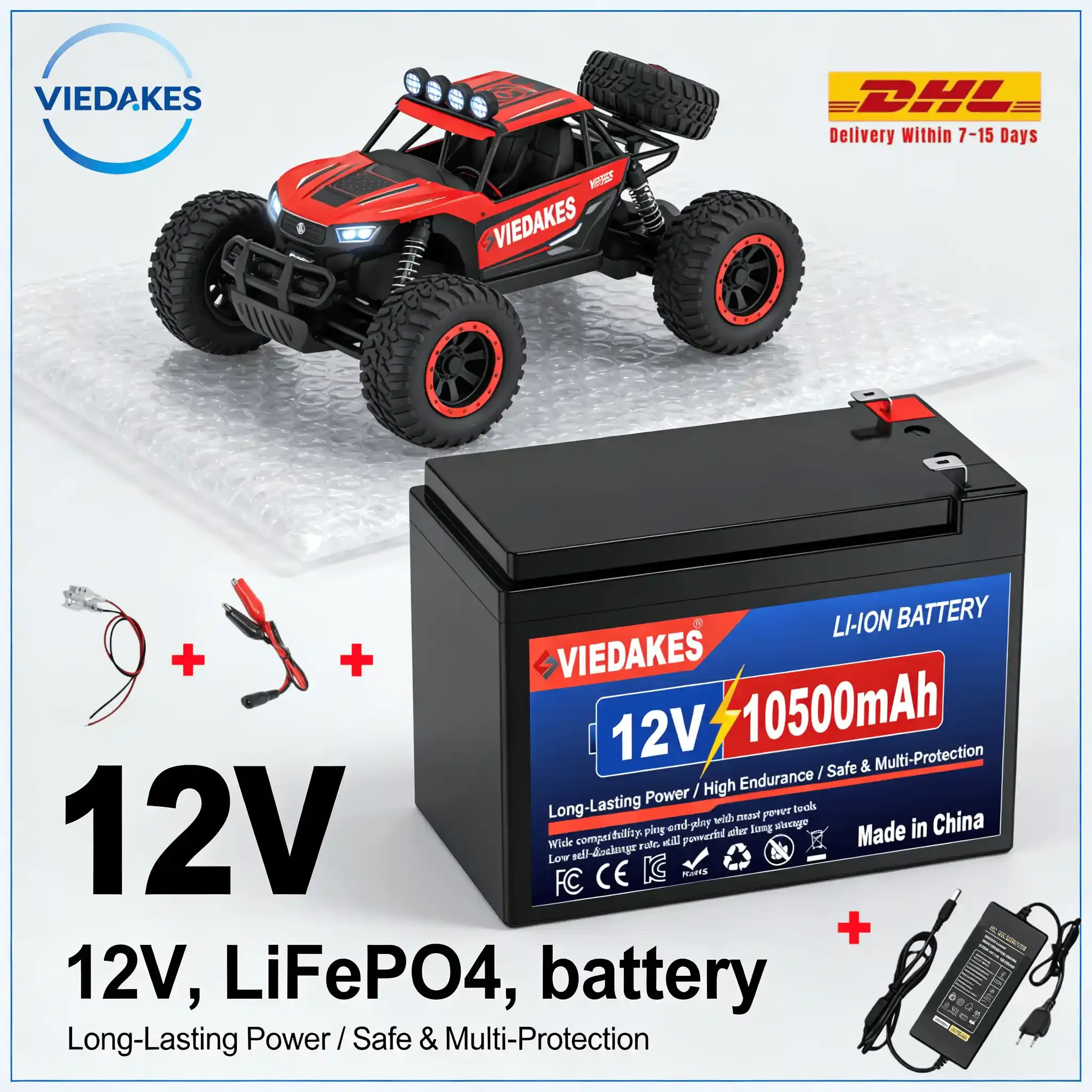 VIEDAKES 12V LiFePO4 Battery 3S7P 10.5Ah 100% Real Capacity with Charger for CCTV Monitor Car Fan 12V Devices
VIEDAKES 12V LiFePO4 Battery 3S7P 10.5Ah 100% Real Capacity with Charger for CCTV Monitor Car Fan 12V Devices
