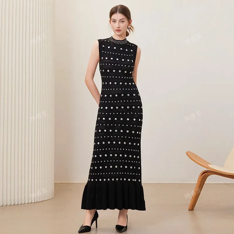 European And American Design Knitted Dress Women'S Spring/Summer Round Neck Hot Bead Unique Slimming Long Style
European And American Design Knitted Dress Women'S Spring/Summer Round Neck Hot Bead Unique Slimming Long Style