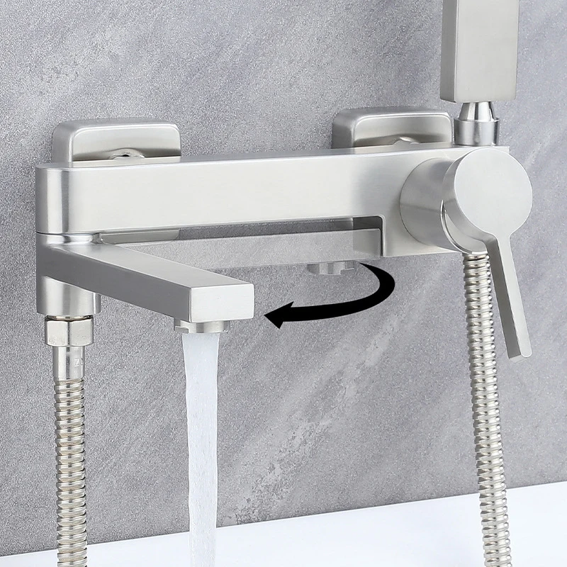 G1/2 Поворотный излив для ванны в ванной, ручная насадка для душа, настенный тройной смеситель для ванны, смеситель для горячей и холодной воды, полный душевой набор с одной ручкой
G1/2 Поворотный излив для ванны в ванной, ручная насадка для душа, настенный тройной смеситель для ванны, смеситель для горячей и холодной воды, полный душевой набор с одной ручкой