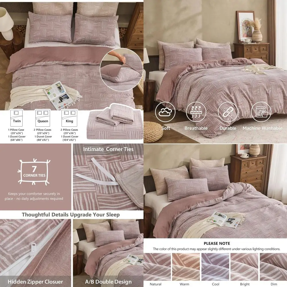 King Size Cotton Jacquard Duvet Cover Set - 3-Piece Striped, Checkered Pattern with 7 Ties, Soft for Year-Round Use (Terracotta,
King Size Cotton Jacquard Duvet Cover Set - 3-Piece Striped, Checkered Pattern with 7 Ties, Soft for Year-Round Use (Terracotta,