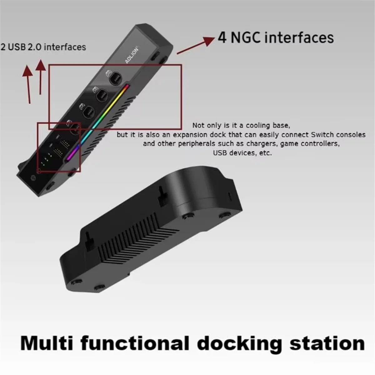 2025+ for Switch 2 Base Cooling Fan High Speed Cooling Dual Fans RGB Heat Sink Dock for 2 Accessory
2025+ for Switch 2 Base Cooling Fan High Speed Cooling Dual Fans RGB Heat Sink Dock for 2 Accessory