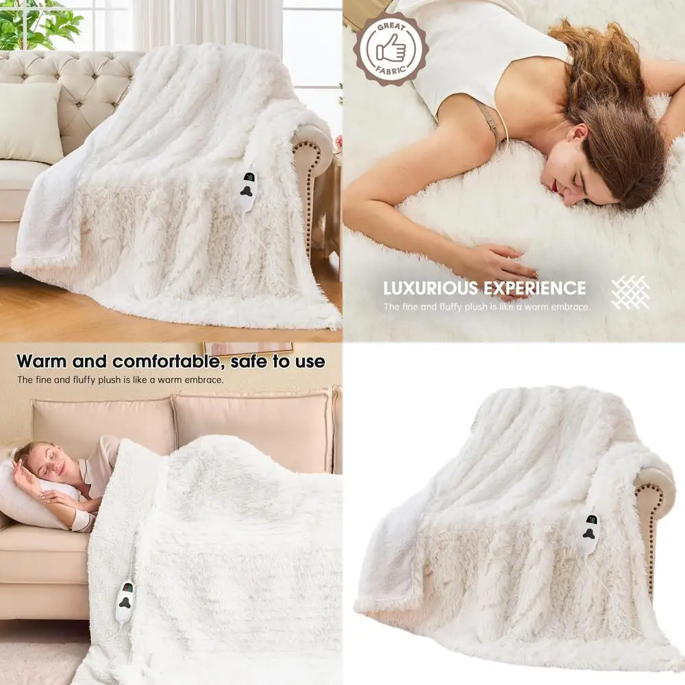 Twin Size Electric Heated Blanket - Plush Faux Fur & Sherpa, Ideal Winter Gift for Women & Grandmas, 10 Heat & 5 Timer Options,
Twin Size Electric Heated Blanket - Plush Faux Fur & Sherpa, Ideal Winter Gift for Women & Grandmas, 10 Heat & 5 Timer Options,