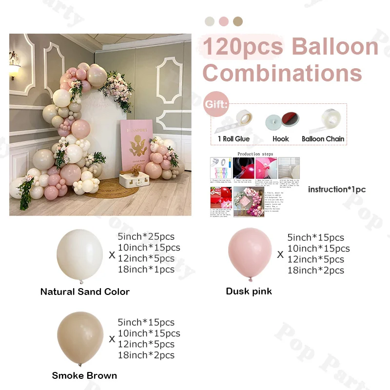 120pcs Dusk Pink Natural Sand Color and Brown Latex Balloons Arch Set for Valentine's Day Bride Engagement Gift Anniversary
120pcs Dusk Pink Natural Sand Color and Brown Latex Balloons Arch Set for Valentine's Day Bride Engagement Gift Anniversary