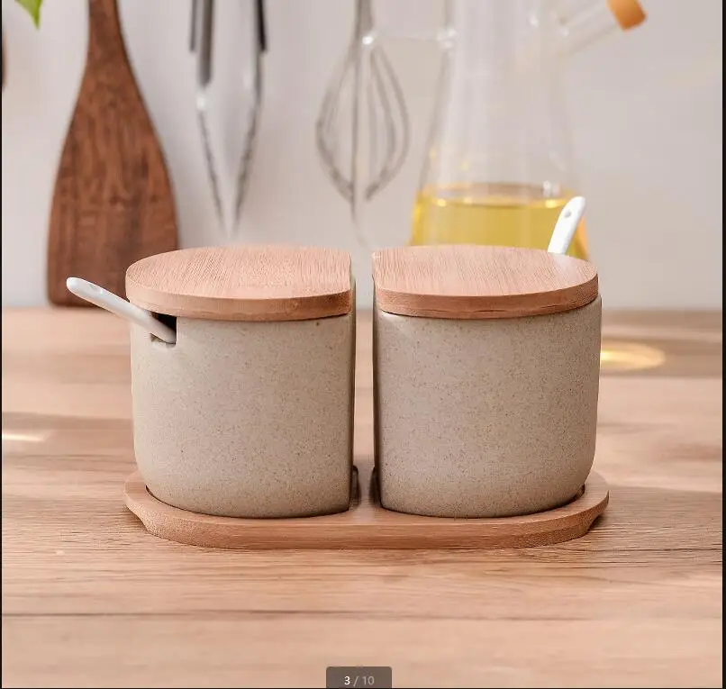 Ceramic Seasoning Jar Set Kitchen Supplies Spice 2 Piece with Cover Spoon Box Condiment Bottles Salt Shaker
Ceramic Seasoning Jar Set Kitchen Supplies Spice 2 Piece with Cover Spoon Box Condiment Bottles Salt Shaker