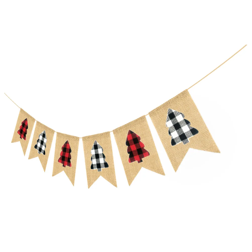Christmas Tree Swallowtail Flags Plaid Burlap Banners Decoration Reusable Classic Design Festive Party Gifts Red Black
Christmas Tree Swallowtail Flags Plaid Burlap Banners Decoration Reusable Classic Design Festive Party Gifts Red Black