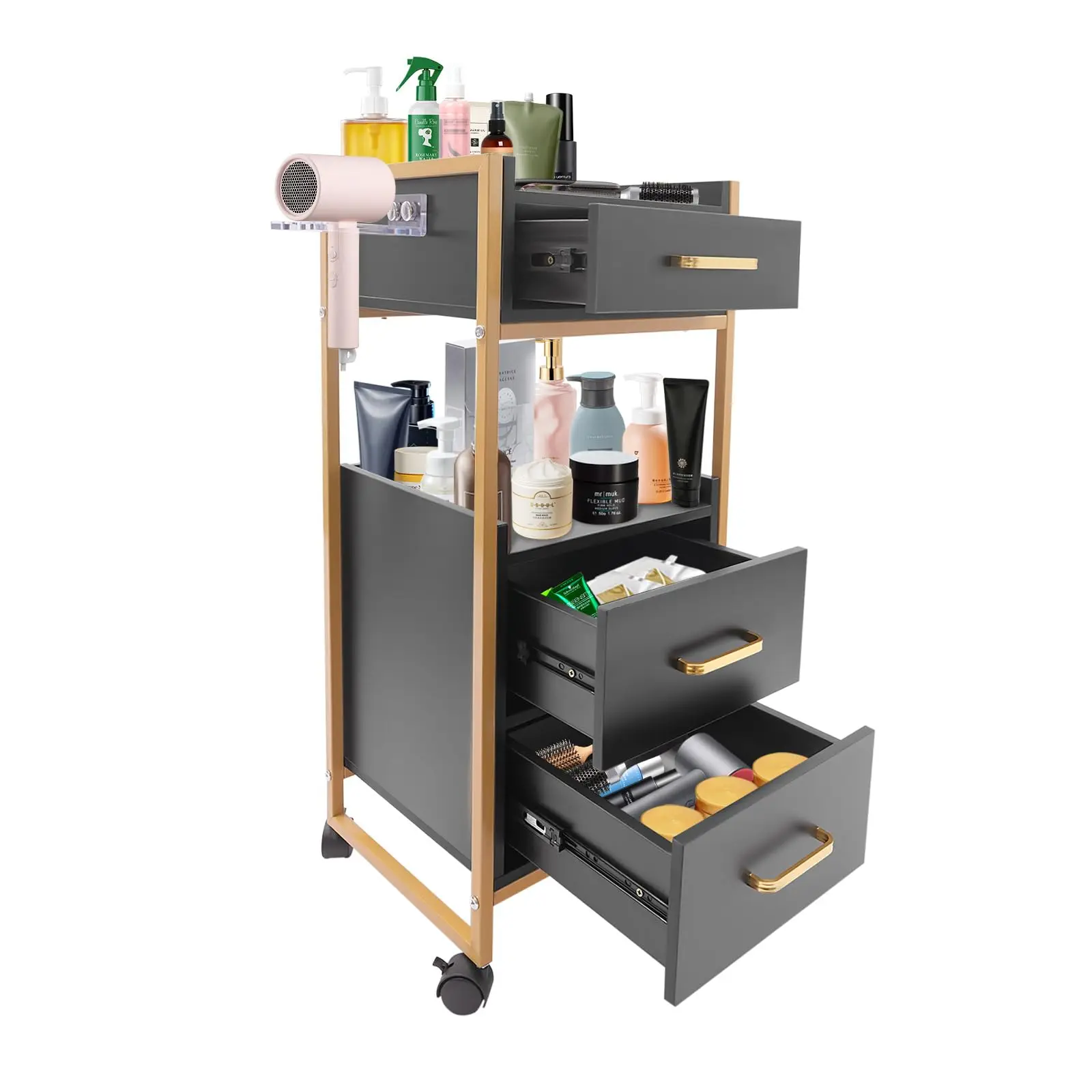 3 Drawers Barber Cabinet, Hair Salon Storage Cart, Barber Storage Station with Wheels, Free Standing Barber Shop Tool Cabinet Multi
3 Drawers Barber Cabinet, Hair Salon Storage Cart, Barber Storage Station with Wheels, Free Standing Barber Shop Tool Cabinet Multi