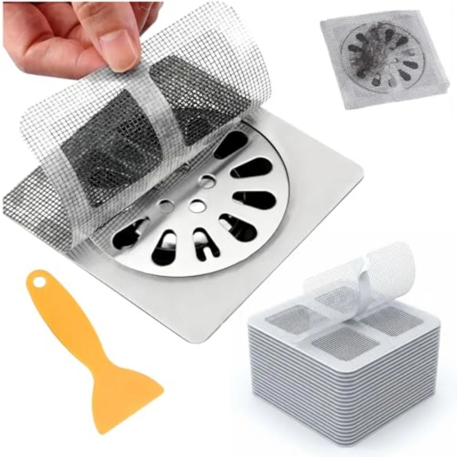 50 Pack Square Disposable Shower Drain Hair Catcher Stickers - Waterproof Drain Covers for Bathroom Floor, Sink and Bathtub, Ea
50 Pack Square Disposable Shower Drain Hair Catcher Stickers - Waterproof Drain Covers for Bathroom Floor, Sink and Bathtub, Ea