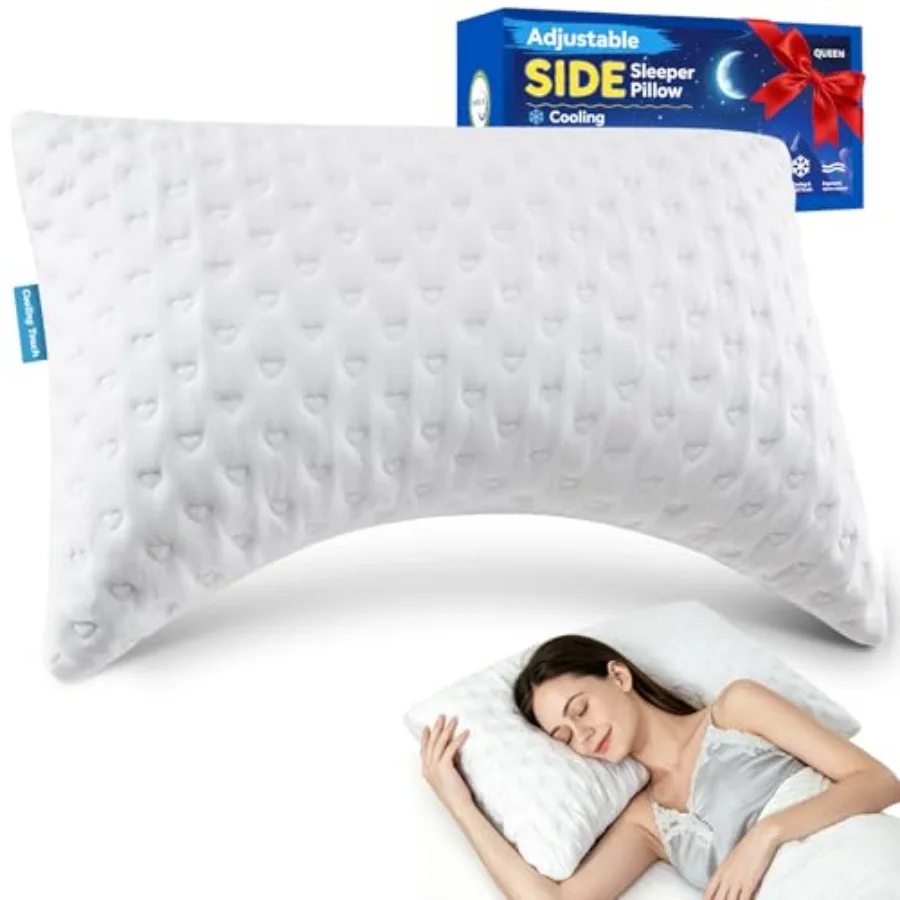 Side Sleeper Pillows for Neck and Shoulder Comfort - Ergonomic Curved Crescent Design, Adjustable Shredded Memory Foam, Cooling
Side Sleeper Pillows for Neck and Shoulder Comfort - Ergonomic Curved Crescent Design, Adjustable Shredded Memory Foam, Cooling