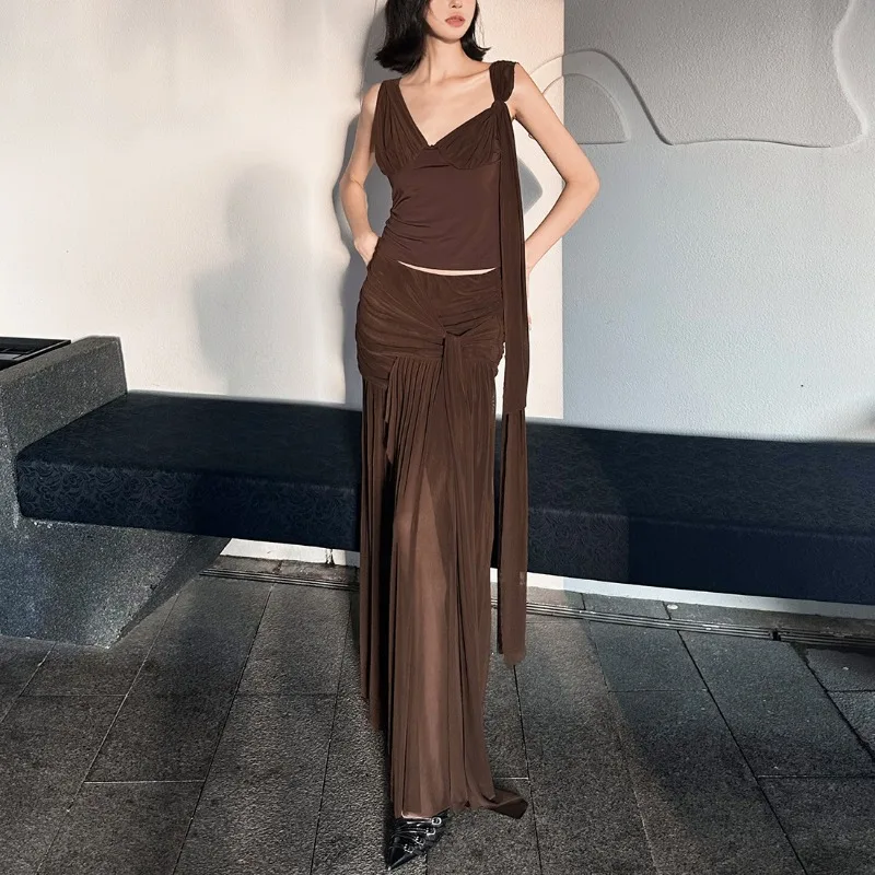 Tuularose Fashion Bandage Dress Sets Sexy Mesh Patchwork Vest Top Pleated Long Skirt Set Casual Holiday Elegant Women Dress Sets
Tuularose Fashion Bandage Dress Sets Sexy Mesh Patchwork Vest Top Pleated Long Skirt Set Casual Holiday Elegant Women Dress Sets
