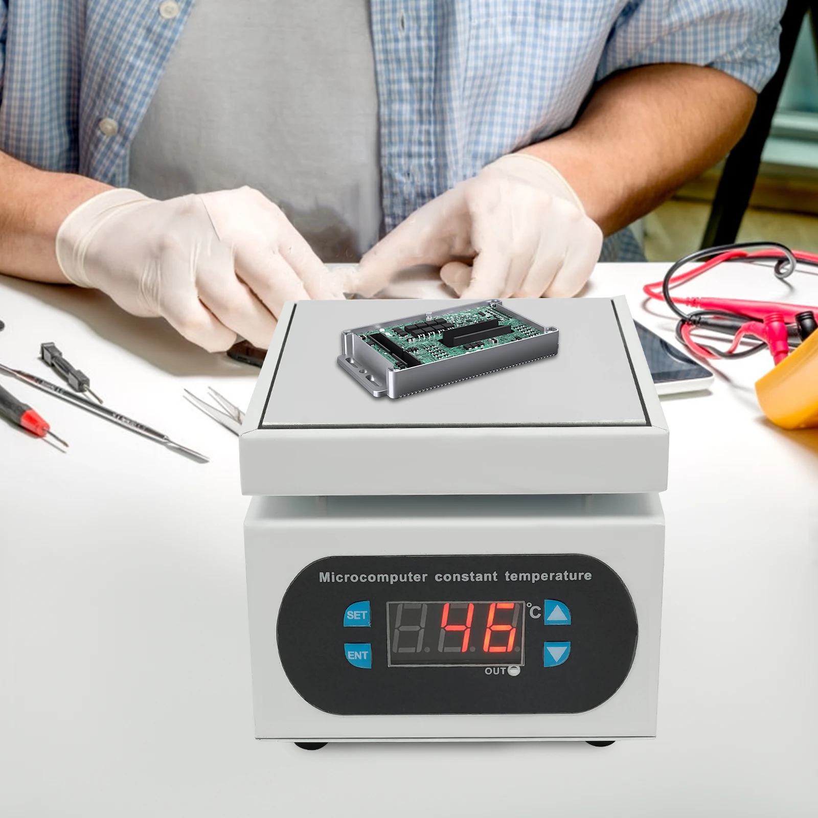 Soldering Station Hot Plate, 350W 110V Soldering Station with 100x100mm Plate, for BGA Repair Desoldering Heat Shrink Sealing
Soldering Station Hot Plate, 350W 110V Soldering Station with 100x100mm Plate, for BGA Repair Desoldering Heat Shrink Sealing