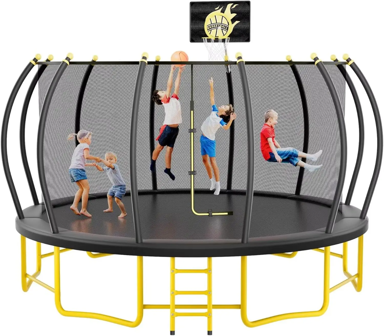 16FT Pumpkin Trampoline with Basketball Hoop, Balance Bar and Enclosure Net, Outdoor Trampoline for Kids and Adults, Capacity 11
16FT Pumpkin Trampoline with Basketball Hoop, Balance Bar and Enclosure Net, Outdoor Trampoline for Kids and Adults, Capacity 11