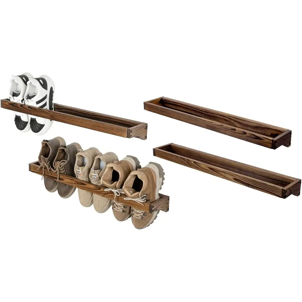 12-Pair Rustic Solid Wood Wall-Mounted Shoe Rack for Mudroom, Entryway, and Closet Storage
12-Pair Rustic Solid Wood Wall-Mounted Shoe Rack for Mudroom, Entryway, and Closet Storage