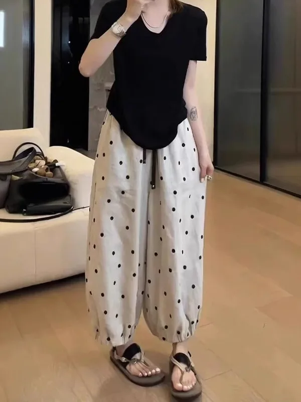 Летние тонкие повседневные свободные женские широкие брюки с высокой талией, брюки-фонарики, юбка трапециевидной формы с высокой талией, круглый узор в горошек
Летние тонкие повседневные свободные женские широкие брюки с высокой талией, брюки-фонарики, юбка трапециевидной формы с высокой талией, круглый узор в горошек