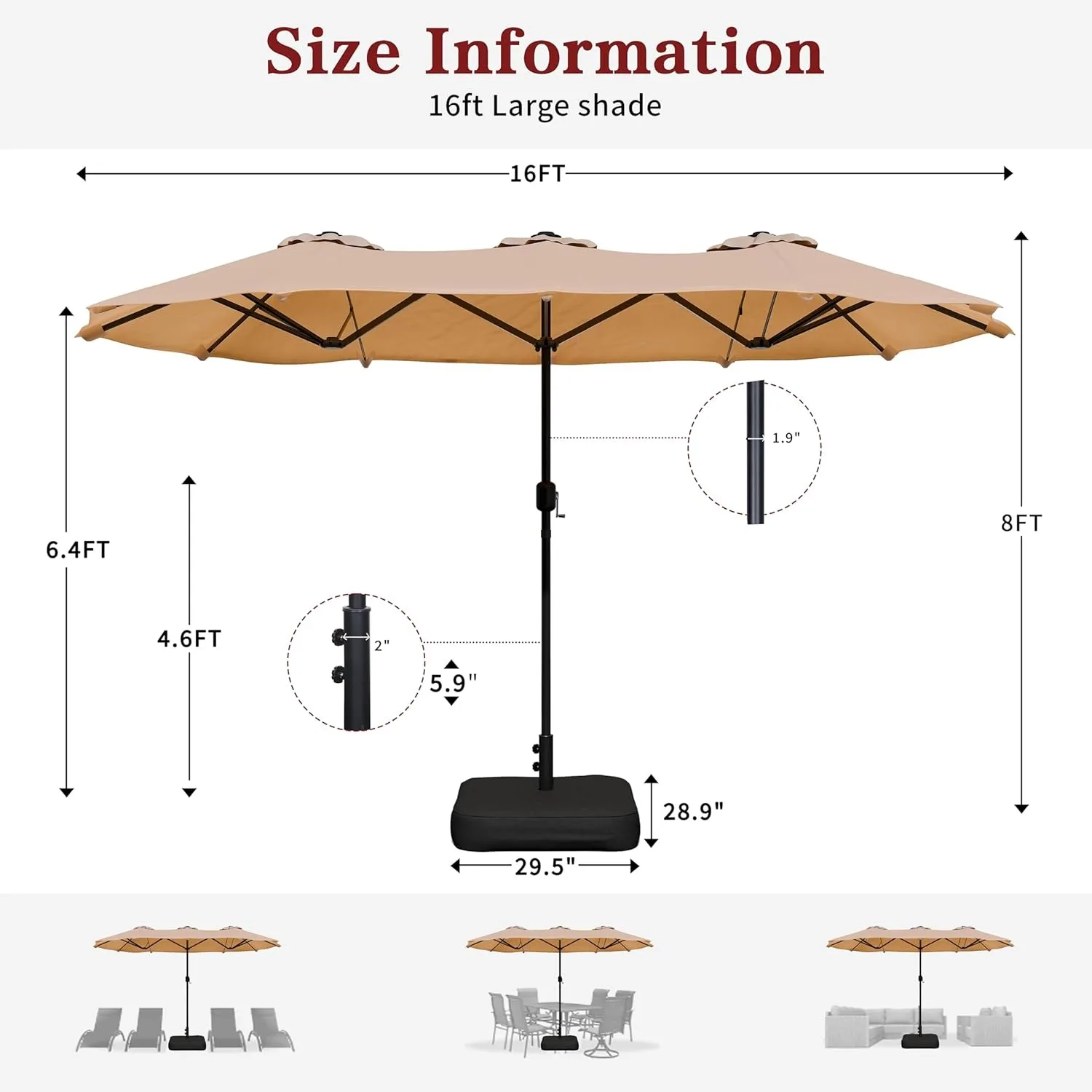 15FT Large Patio Umbrella with Base Included, Outdoor Double sided Umbrellas with Crank Handle Rectangle Table Umbrel,Customized
15FT Large Patio Umbrella with Base Included, Outdoor Double sided Umbrellas with Crank Handle Rectangle Table Umbrel,Customized
