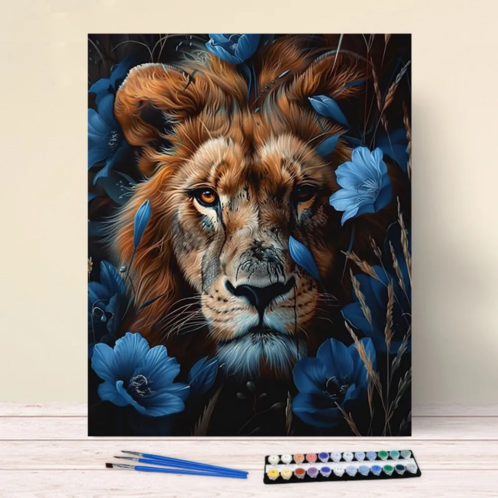 Painting By Numbers Blue flowers surround brown lions Picture By Numbers For Home Decors Handpainted Diy Gift
Painting By Numbers Blue flowers surround brown lions Picture By Numbers For Home Decors Handpainted Diy Gift