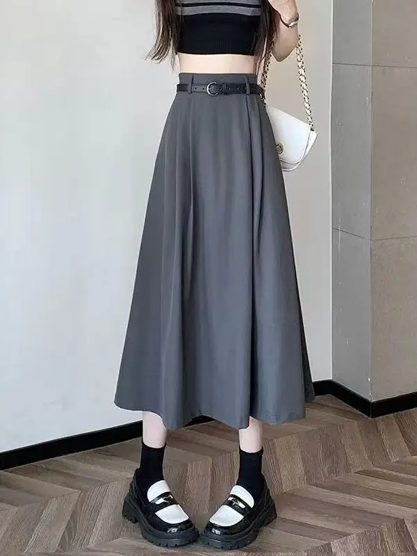 Gray Suit Style Pleated Midi A-Line Skirt Spring Summer New Arrival Casual High Waist Polyester Fiber Large Swing Skirt
Gray Suit Style Pleated Midi A-Line Skirt Spring Summer New Arrival Casual High Waist Polyester Fiber Large Swing Skirt