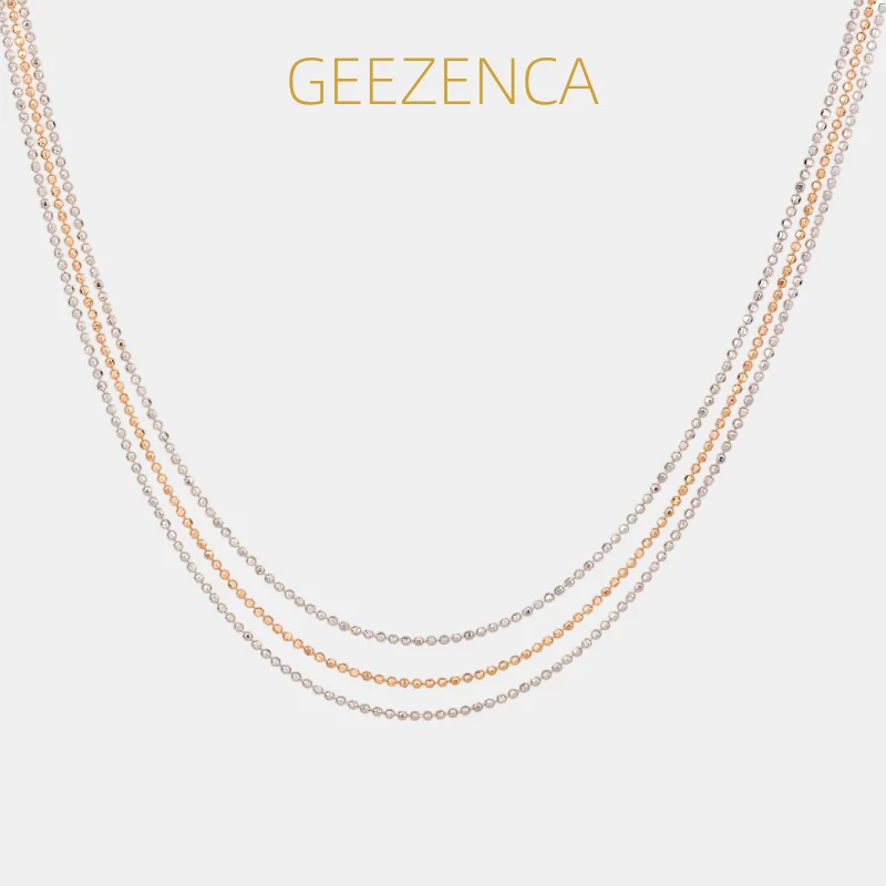 GEEZENCA Italy Jewelry 925 Silver Two Toned 3 Layered 43CM Beaded Chain Chokers Necklace For Women Rose Gold Unique Trendy Gift
GEEZENCA Italy Jewelry 925 Silver Two Toned 3 Layered 43CM Beaded Chain Chokers Necklace For Women Rose Gold Unique Trendy Gift
