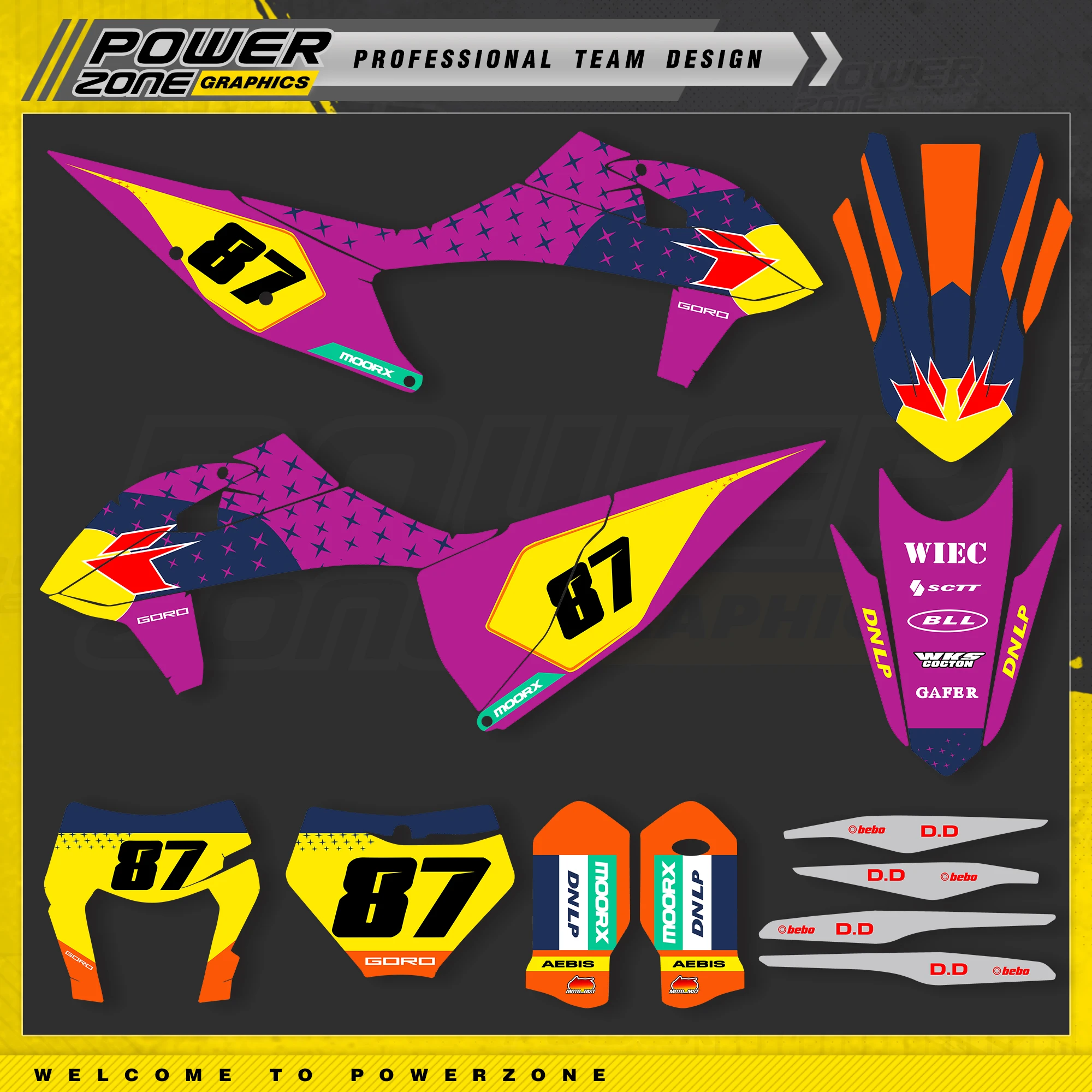 Набор графических наклеек PowerZone Custom для KTM SX SXF MX 2019-2022 EXC XCW Enduro 20-23 125-500cc, 104 шт.
Набор графических наклеек PowerZone Custom для KTM SX SXF MX 2019-2022 EXC XCW Enduro 20-23 125-500cc, 104 шт.