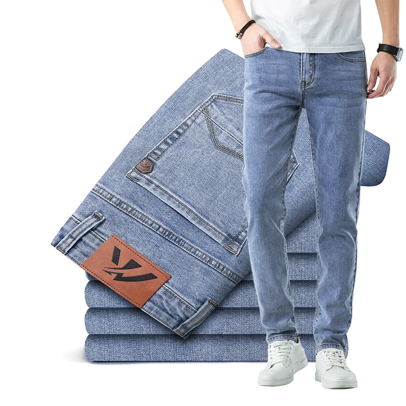 2025 Spring Summer Brand New Men's Fit Straight Thin Cotton Stretch Jeans Classic Pocket Youth Men Lightweight Light Blue Pants
2025 Spring Summer Brand New Men's Fit Straight Thin Cotton Stretch Jeans Classic Pocket Youth Men Lightweight Light Blue Pants