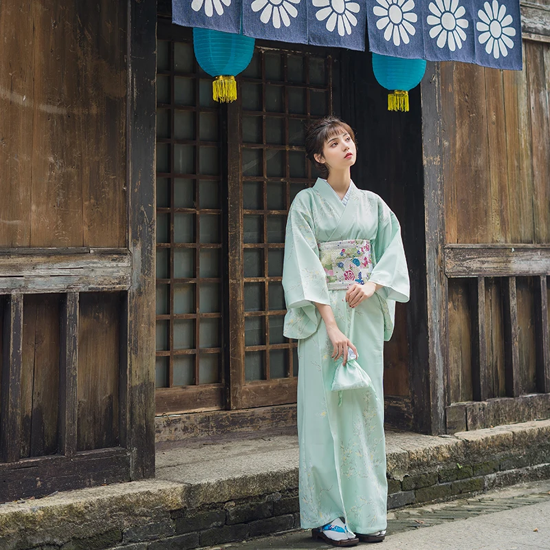 Japan Style Traditional Kimono Bathrobe Women's Light Green Color Classic Yukata Performing Dress Cosplay Wear Photo Clothing
Japan Style Traditional Kimono Bathrobe Women's Light Green Color Classic Yukata Performing Dress Cosplay Wear Photo Clothing