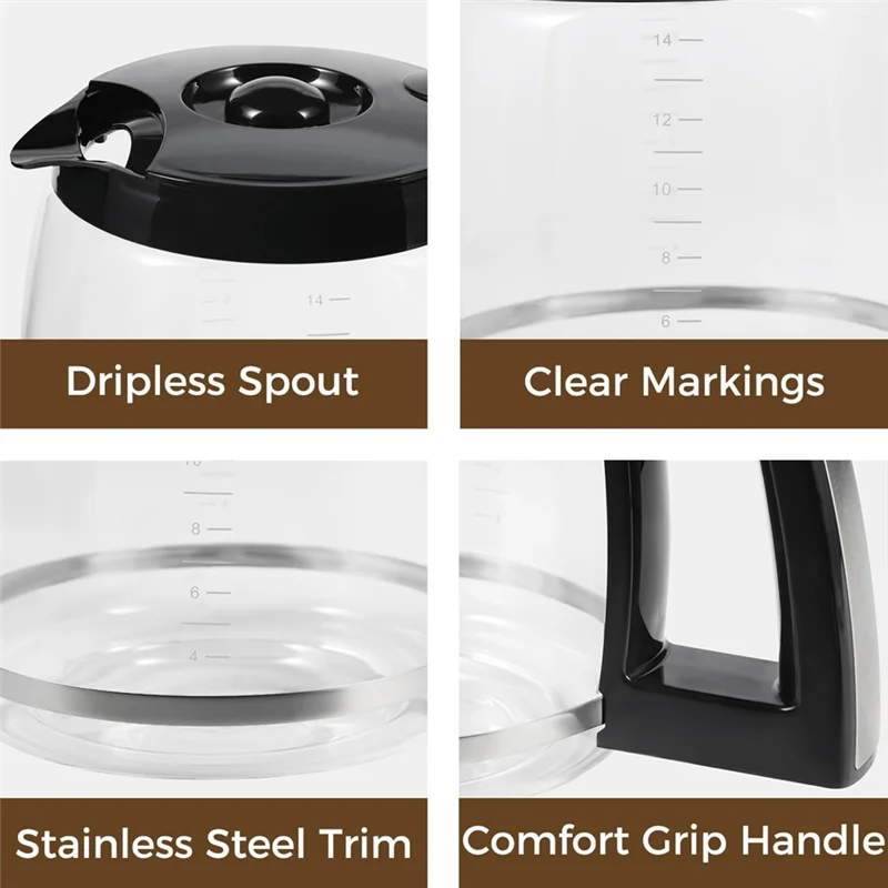 【People Favorite】Coffee Pot Replacement 14 Cup For DCC-3200, DCC-3200P1, DCC-2200, DCC-2600, DCC-2800, Heat-Resistant, Easy-Pour
【People Favorite】Coffee Pot Replacement 14 Cup For DCC-3200, DCC-3200P1, DCC-2200, DCC-2600, DCC-2800, Heat-Resistant, Easy-Pour