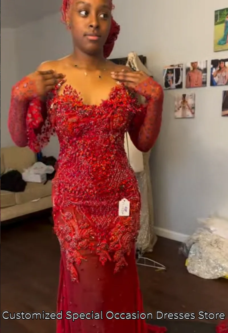 Luxury Red Prom Dresses 2026 Long Mermaid Diamonds Sequins Party Dress For Black Girls African Evening Gowns Customized
Luxury Red Prom Dresses 2026 Long Mermaid Diamonds Sequins Party Dress For Black Girls African Evening Gowns Customized