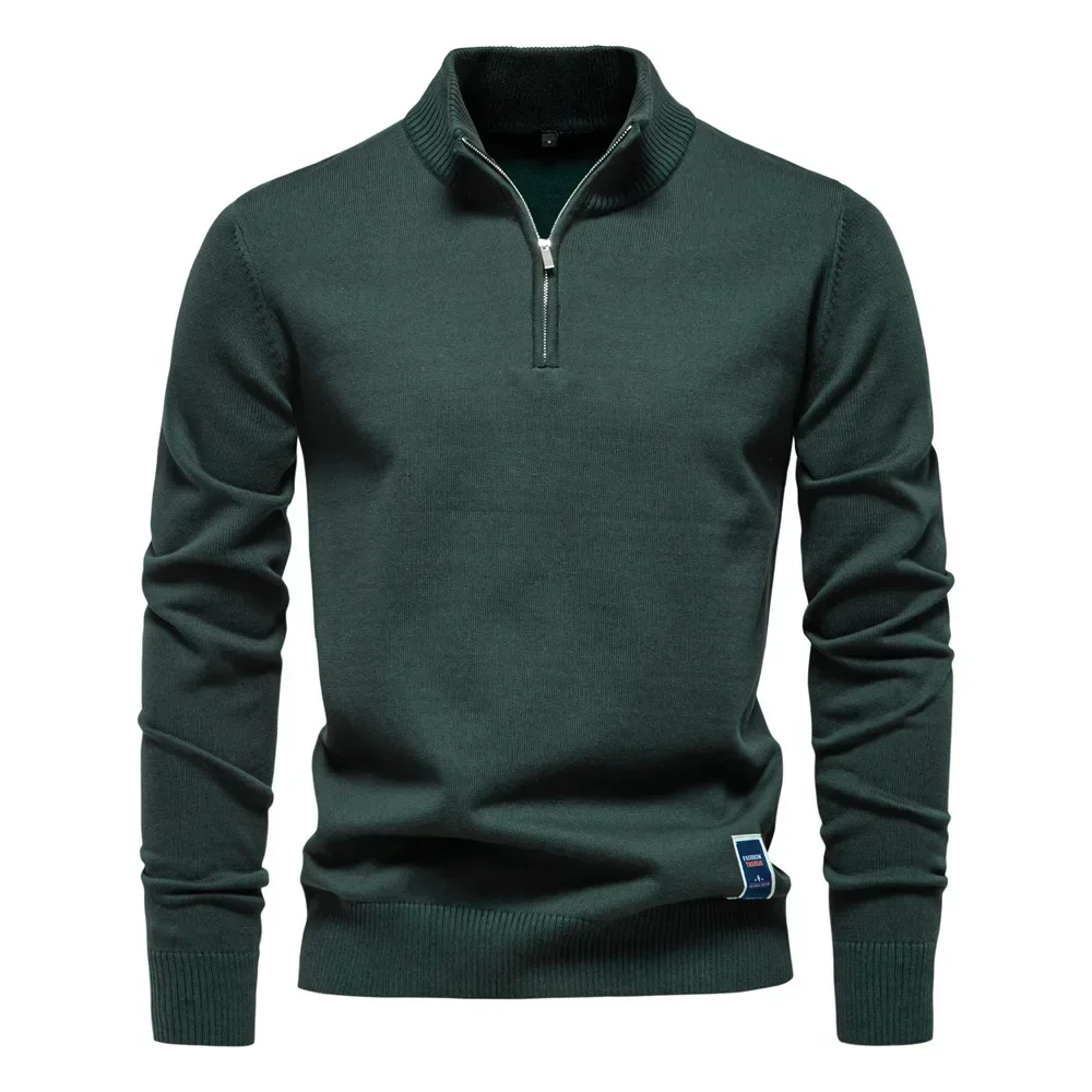 New Solid Color Pure Cotton Sweaters For Men Stand Collar Half Zip Slim Fit Mens Knitted Tops Polo Sweaters for Men
New Solid Color Pure Cotton Sweaters For Men Stand Collar Half Zip Slim Fit Mens Knitted Tops Polo Sweaters for Men