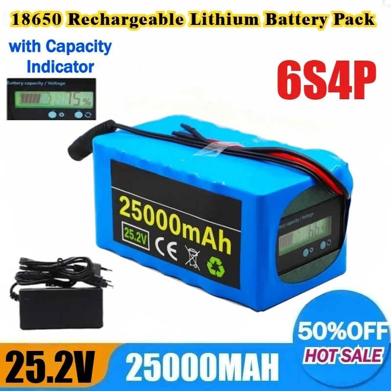 Upgraded 6S4P 25.2V 25000mAh 18650 Rechargeable Lithium Battery for 250W Motor with Capacity Indicator & BMS + 2A Charger
Upgraded 6S4P 25.2V 25000mAh 18650 Rechargeable Lithium Battery for 250W Motor with Capacity Indicator & BMS + 2A Charger