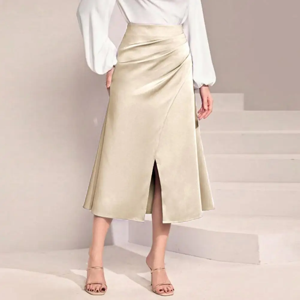 Women Midi Skirt High-Waist Solid Color All-Match Style Pleated Lady Pleated Skirt Slimming Design Slit Design Zipper Hip Skirt
Women Midi Skirt High-Waist Solid Color All-Match Style Pleated Lady Pleated Skirt Slimming Design Slit Design Zipper Hip Skirt