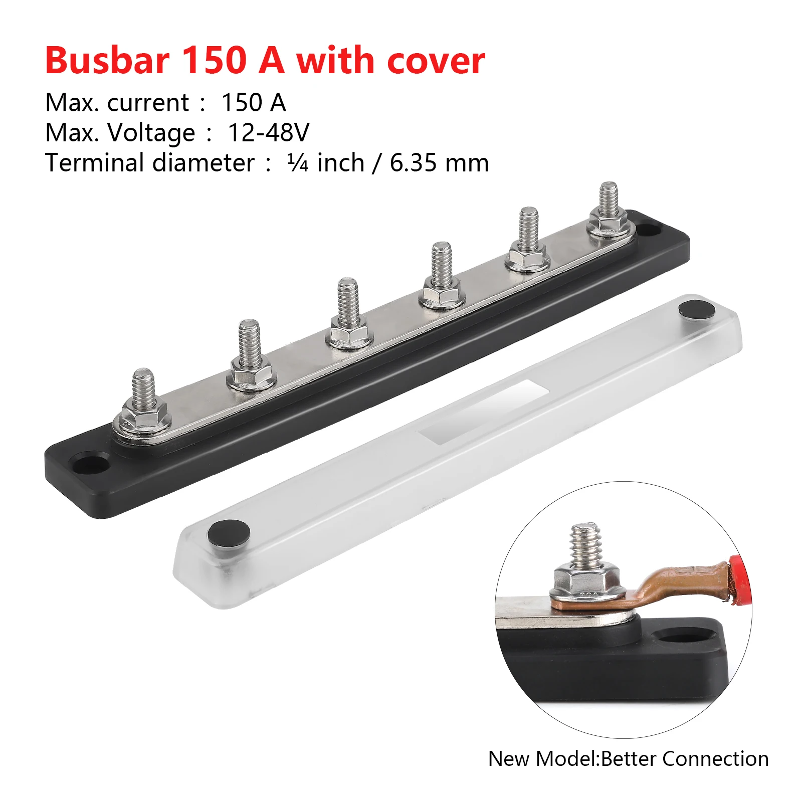 6 x 1/4" Studs Black Power Distribution Block-150A 36V DC with Cover Mini Heavy Duty 12-36V Bus Bar Marine RV Boat Truck Car
6 x 1/4" Studs Black Power Distribution Block-150A 36V DC with Cover Mini Heavy Duty 12-36V Bus Bar Marine RV Boat Truck Car