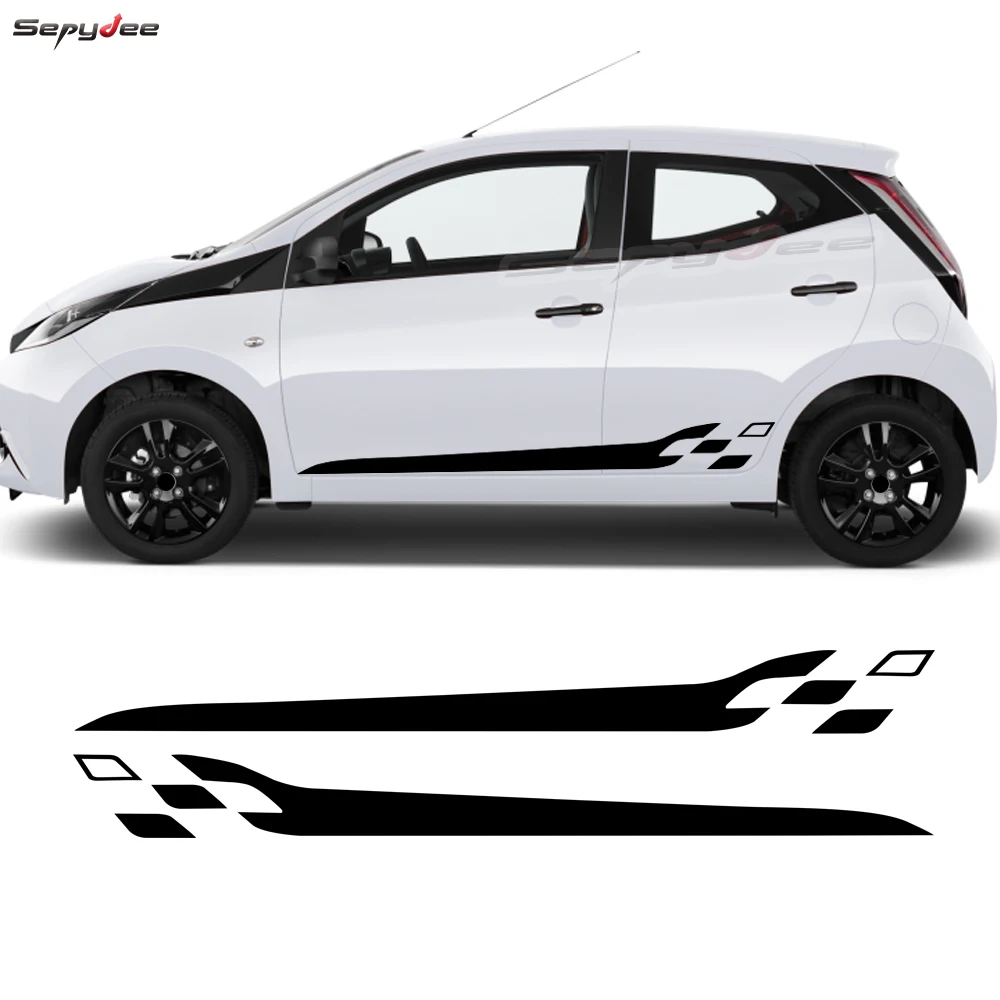 2Pcs Car Styling Door Side Skirt Stickers for Toyota Aygo Auto Body Sport Checkered Decor Vinyl Film Decals Car Accessories
2Pcs Car Styling Door Side Skirt Stickers for Toyota Aygo Auto Body Sport Checkered Decor Vinyl Film Decals Car Accessories