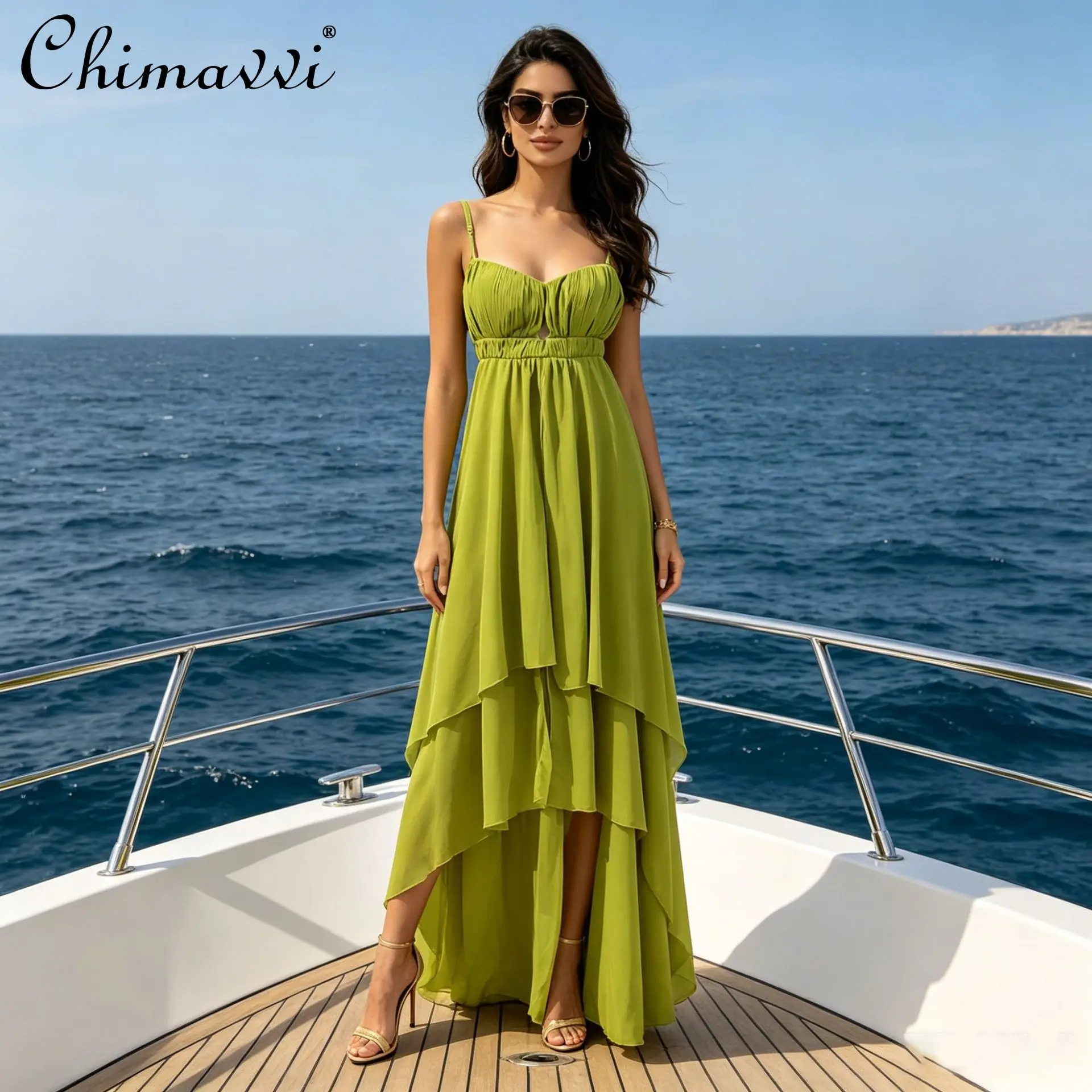 French Temperament Elegant Retro Summer Long Dress Sleeveless Backless V-neck High Waist A-line Irregular Pleated Dresses Women
French Temperament Elegant Retro Summer Long Dress Sleeveless Backless V-neck High Waist A-line Irregular Pleated Dresses Women