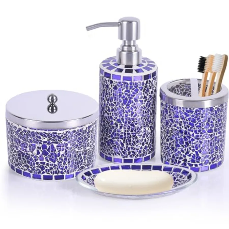 Набор аксессуаров для ванной Plivloom из 4 предметов: мозаичные стеклянные аксессуары, включая дозатор для мыла, мыльницу, подставку для туалетных принадлежностей, люкс-серия.
Набор аксессуаров для ванной Plivloom из 4 предметов: мозаичные стеклянные аксессуары, включая дозатор для мыла, мыльницу, подставку для туалетных принадлежностей, люкс-серия.