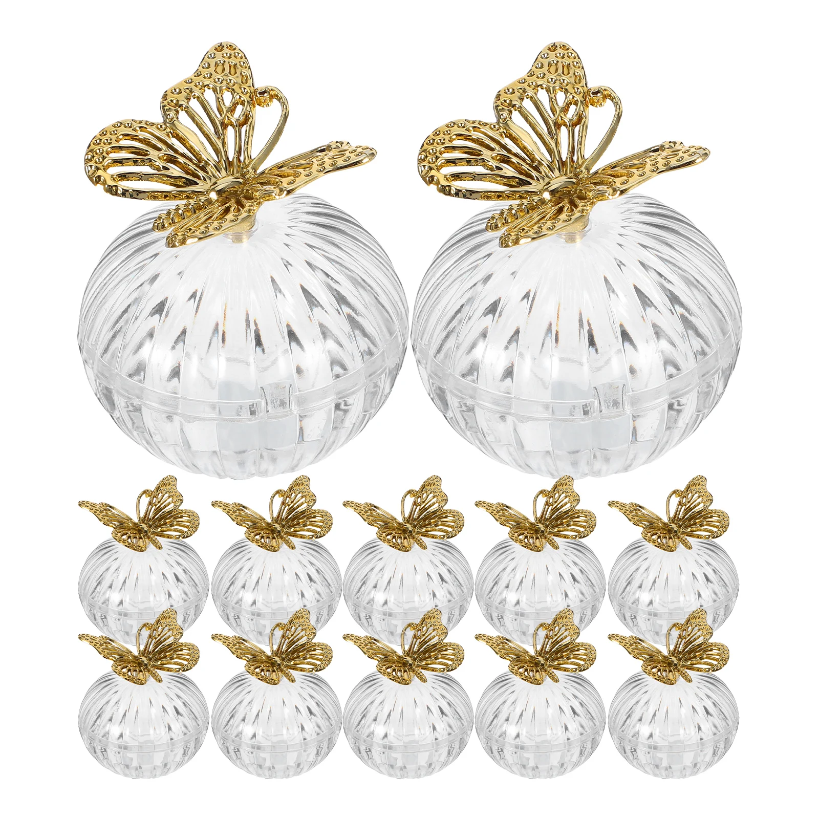 12Pcs Wedding Candy Boxes Clear Plastic Favor Boxes Gold Plated Butterfly Transparent Round Bottom Decorative Storage Holders
12Pcs Wedding Candy Boxes Clear Plastic Favor Boxes Gold Plated Butterfly Transparent Round Bottom Decorative Storage Holders