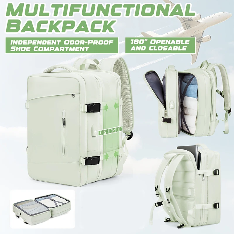 Stretching up to 180 °, with multiple compartments for storage, featuring separate laptop compartments and a handcart cover
Stretching up to 180 °, with multiple compartments for storage, featuring separate laptop compartments and a handcart cover