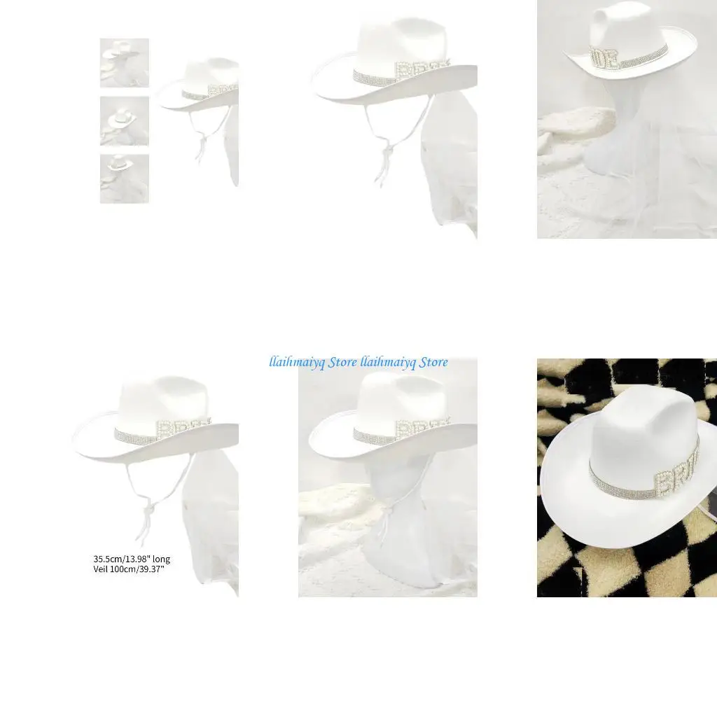 573B Bride Cowgirl Hat & Veil Fashion Music Festival Party Hat Wedding Costume Cap
573B Bride Cowgirl Hat & Veil Fashion Music Festival Party Hat Wedding Costume Cap