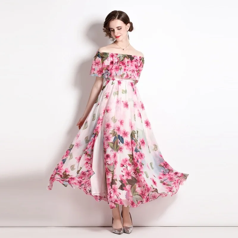 2025 Summer New Ruffled off-Neck Waist-Controlled Large Hem Beach Dress Split Chiffon Women's Dress C001
2025 Summer New Ruffled off-Neck Waist-Controlled Large Hem Beach Dress Split Chiffon Women's Dress C001