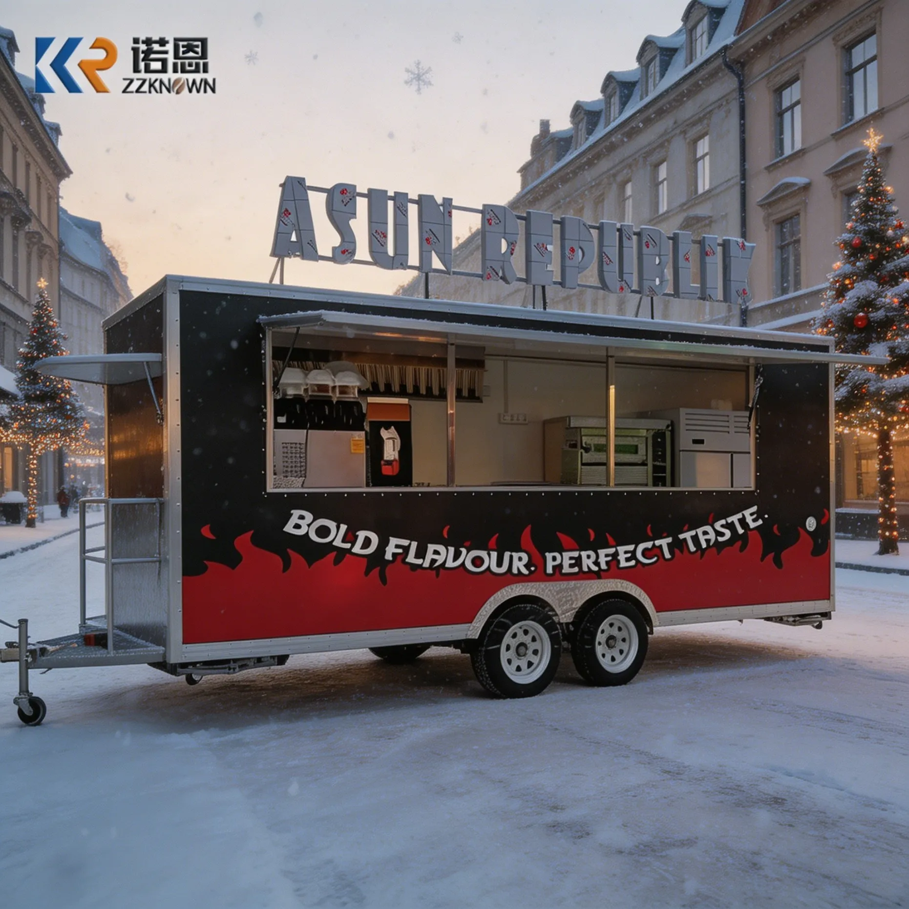 Durable Thickened Steel Towable Food Trailer Outdoor Mobile Snack Vendor Cart Rainproof Sunproof Commercial Kitchen Equipment
Durable Thickened Steel Towable Food Trailer Outdoor Mobile Snack Vendor Cart Rainproof Sunproof Commercial Kitchen Equipment