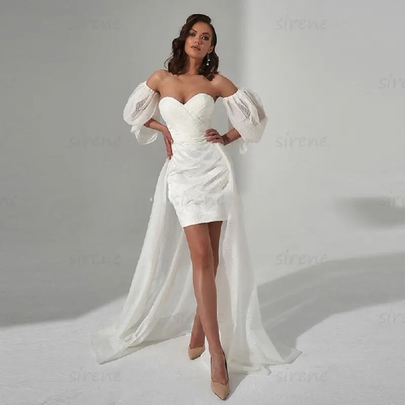 Modern Short Sweethear Wedding Dress For Women 2024 White Detachable Train Sleeves Backless Tulle Bridal Gowns Vestidos De Novia
Modern Short Sweethear Wedding Dress For Women 2024 White Detachable Train Sleeves Backless Tulle Bridal Gowns Vestidos De Novia