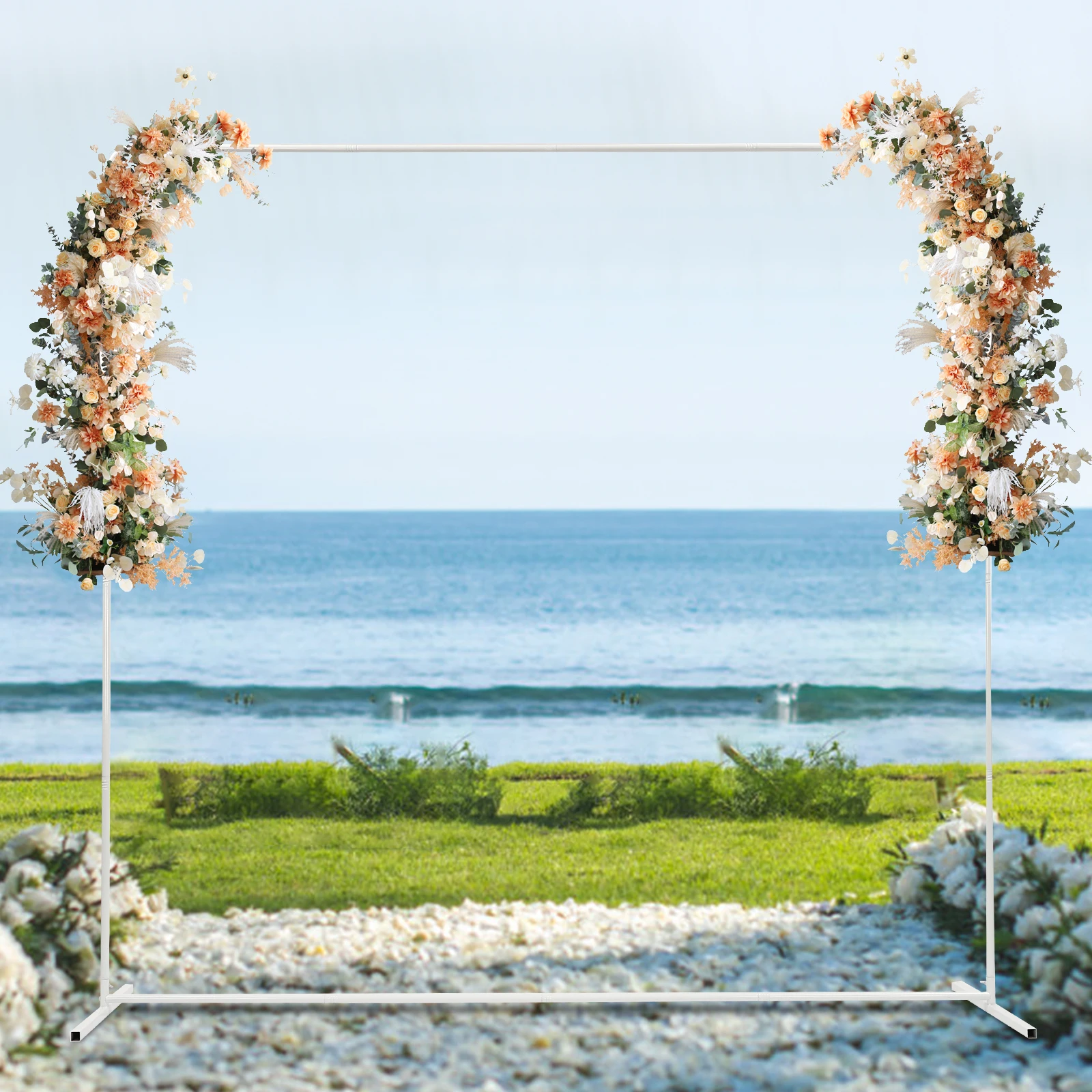 White Metal Wedding Arch with Sky-Blue Cloth Cover, 6.56ft Height, Square Frame, Easy Installation for Weddings & Parties
White Metal Wedding Arch with Sky-Blue Cloth Cover, 6.56ft Height, Square Frame, Easy Installation for Weddings & Parties