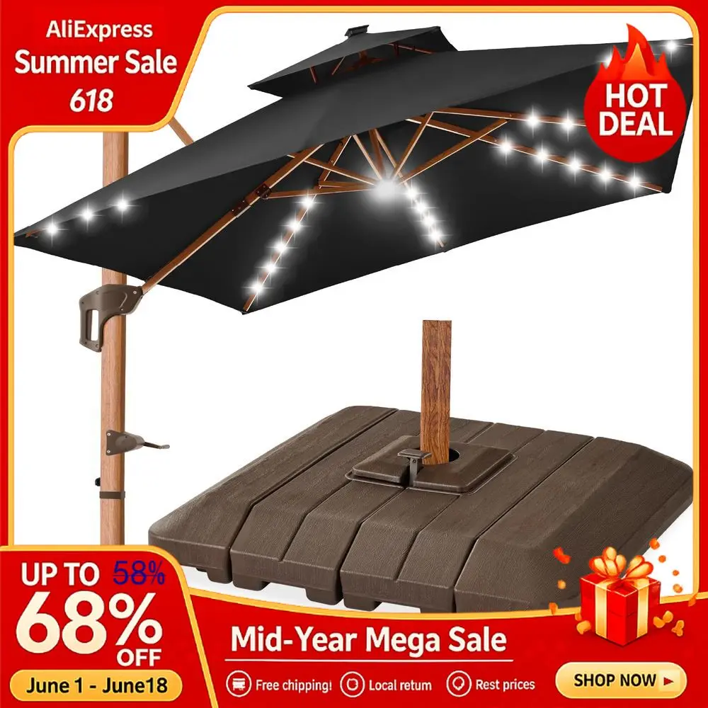 Choice Products 10ft Square Cantilever Patio Umbrella Base Included, Woodgrain Pattern Pole Solar LED Lights, 360Rotation,Custom
Choice Products 10ft Square Cantilever Patio Umbrella Base Included, Woodgrain Pattern Pole Solar LED Lights, 360Rotation,Custom