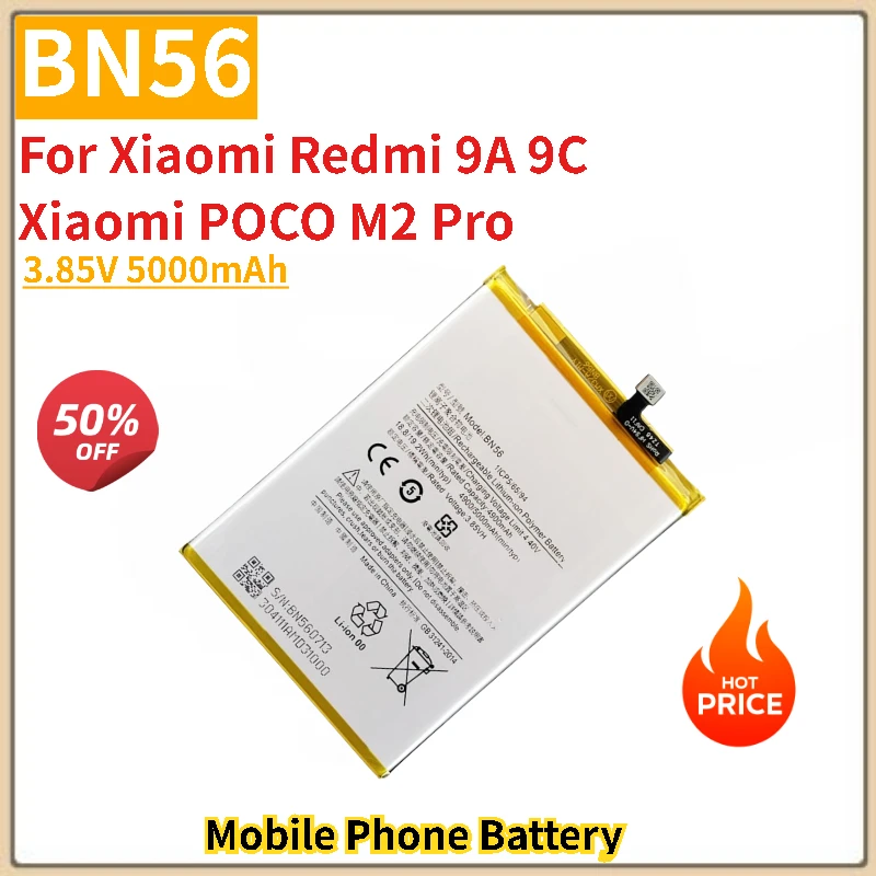 BN56 Battery 3.85V 5000mAh For Xiaomi Redmi 9A 9C Xiaomi POCO M2 Pro Mobile Phone Replacement Battery Brand-New High Quality
BN56 Battery 3.85V 5000mAh For Xiaomi Redmi 9A 9C Xiaomi POCO M2 Pro Mobile Phone Replacement Battery Brand-New High Quality
